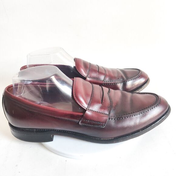 Allen Edmonds Barton Burgundy Leather Penny Loafers Mens 9 B Classic USA Made - Picture 2 of 14